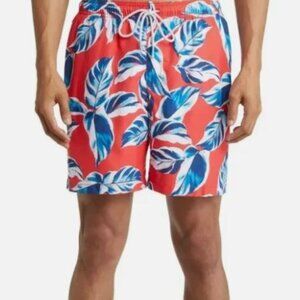 Tommy Bahama Mens Red Blue Big Tall Naples Harbor Leaves Swim Trunks Sz 3XL New